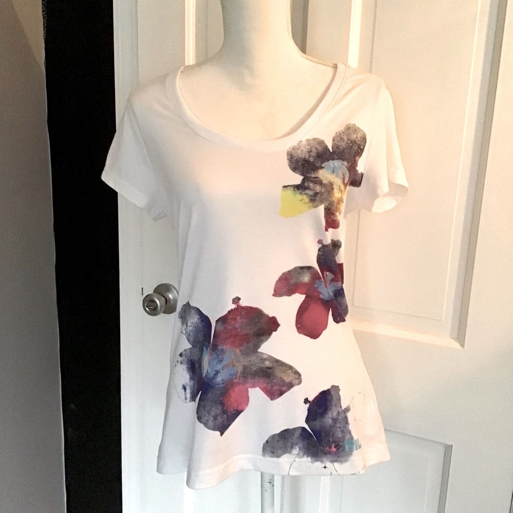 Fila Sport Top size Med White w/ beautiful flowers.